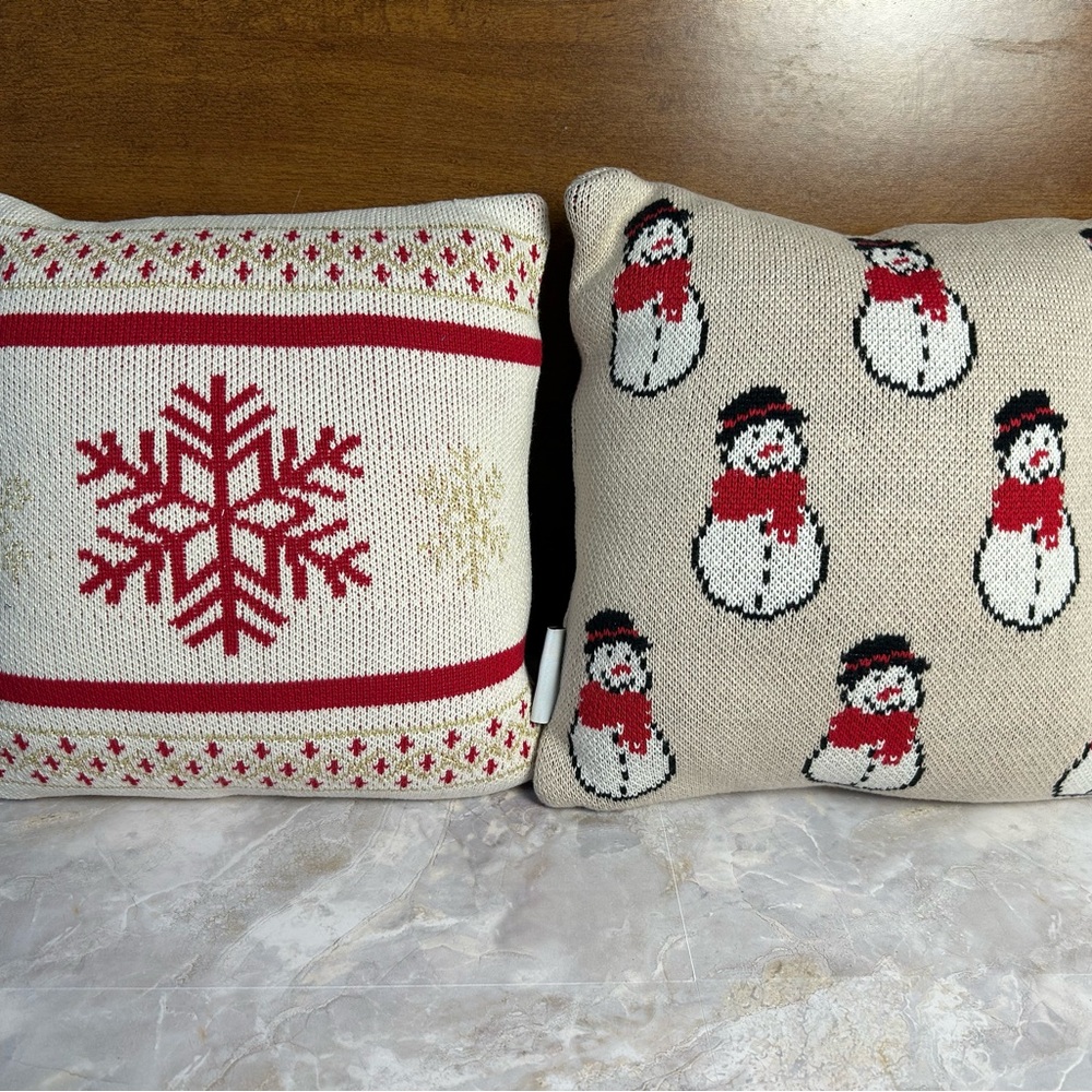 Festive Snowman and Snowflake Holiday Pillow Set